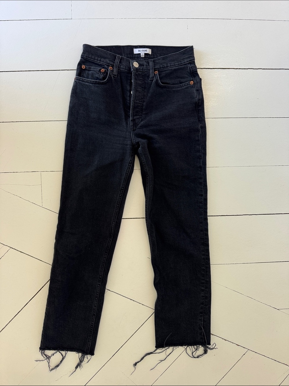 Re/Done Washed Black High-Rise Jeans